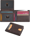VATAN Wallet for Men Slim RFID Blocking Leather Credit Card Holder Wallet for 15 Cards, Bifold Minimalist Thin Wallet with 2 ID Windows & Cash Slot, With Gift Box (Crazy Horse Deep Brown) by VATAN
