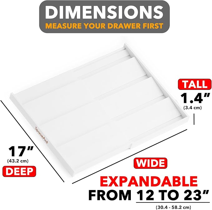 SpaceAid Bamboo White Spice Drawer Organizer, (Need 3" Deep Drawer) Expandable 4 Tier Spices Rack for Cabinet, Kitchen Seasoning Storage Insert (Jars Not Included, From 12" to 23" Wide) - Image 3