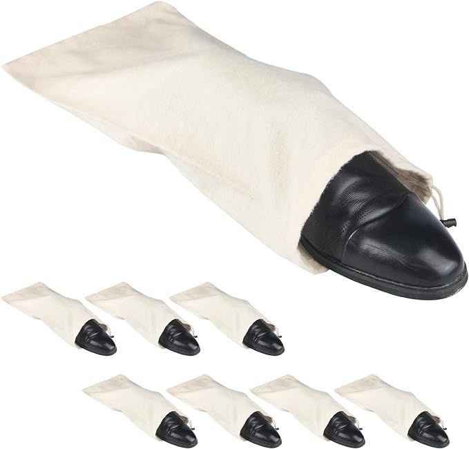 PlasMaller Shoe Storage Bags 100% Cotton with Drawstring for Men and Women for Travel Protecting and Storing Shoes by PlasMaller