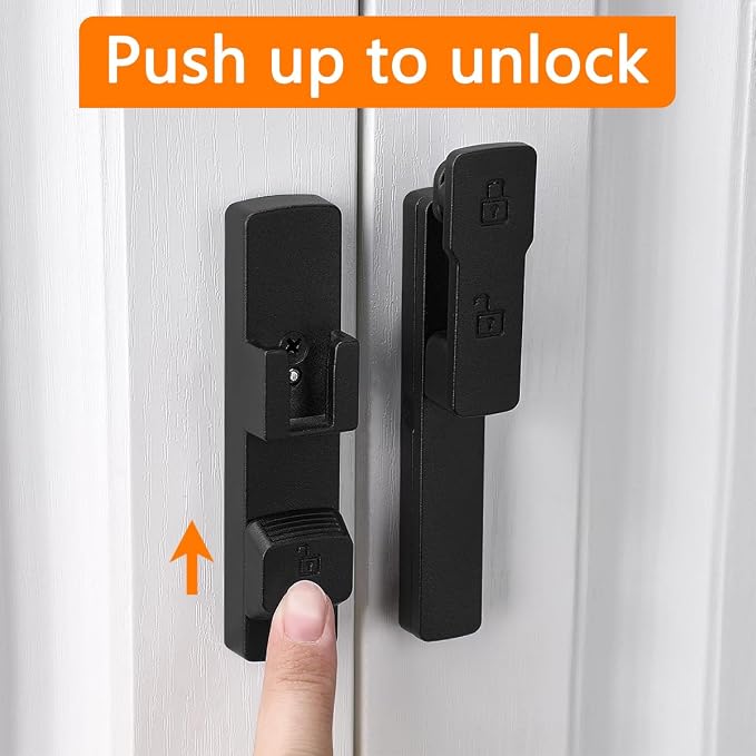 2 Packs Matte Black 180 Degree Barn Door Lock,Flip Gate Latches Hardware | Zinc Alloy Door Lock,Sliding Door Latches,for bedroom,drawer,pet enclosures,cabinet,garage,window - Image 3