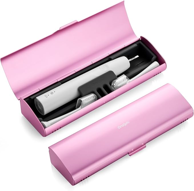 Aluminum Electric Toothbrush Travel Case, 2 in 1 Travel Toothbrush Holder for Oral B/Oral-B Pro 1000 1500 5000 and Most Electric Toothbrush for Traveling, Removable Silicone Liner-Pink by Oralphi