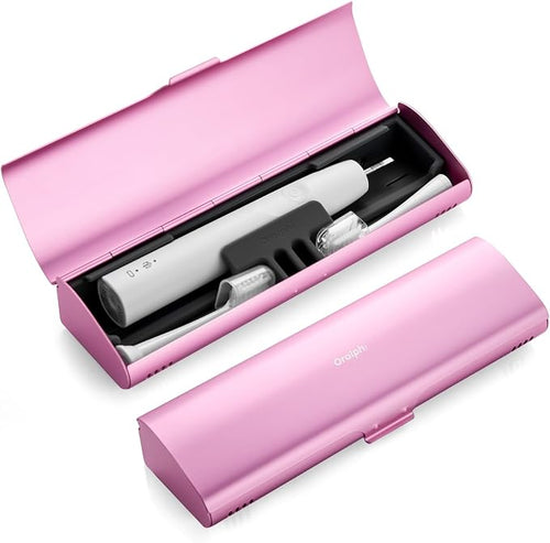 Aluminum Electric Toothbrush Travel Case, 2 in 1 Travel Toothbrush Holder for Oral B/Oral-B Pro 1000 1500 5000 and Most Electric Toothbrush for Traveling, Removable Silicone Liner-Pink by Oralphi