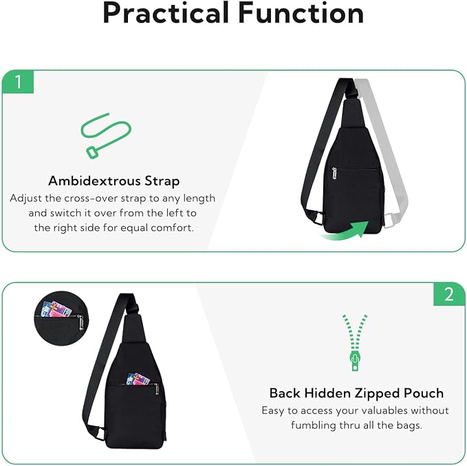WATERFLY Medium Crossbody Sling Backpack Anti Theft Backpack for Traveling Chest Shoulder Bag - Image 6