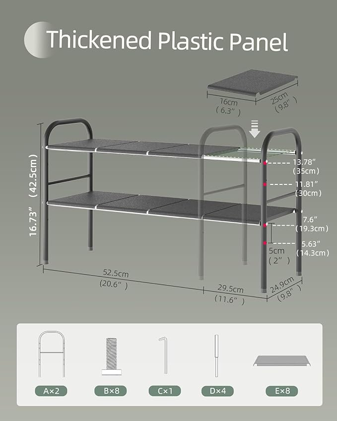 Under Sink Organizers and Storage,Expandable under cabinet organizer Shelf | 2 tier expandable shelf for kitchen and bathroom,shoe rack,8 Removable ABS Panels,Adjustable partition height,20.6-32.2" W - Image 3