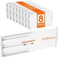 Lifewit 8" Tall Drawer Dividers, Adjustable Deep Drawer Organizer Clothes | 8 Pack 13.8"-22.2" Expandable White Plastic Separators for Dresser, Kitchen, Cabinet, Closet, Office Organization & Storage by Lifewit