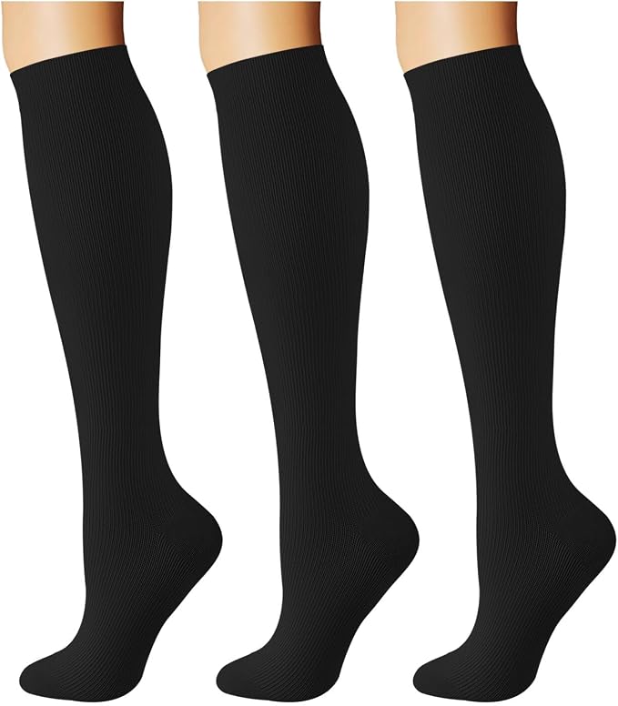 Breslatte Compression Socks for Women Men 15-20 mmHg | Graduated compression stockings knee high athletic support socks for travel running flying nurse pregnant by Breslatte