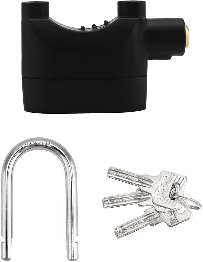 QWORK Alarm Lock, 110 dB Anti-Theft Security Padlock, 2 Pack Door Motorcycle Bicycle Padlock, Universal Security Siren Alarm Lock with 3 Keys (Black) - Image 5