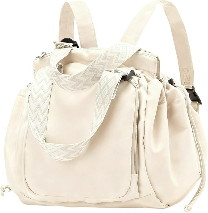 Tote Bag Large Capacity Lightweight Backpack with 15 Pockets Nylon Shoulder Bag for Car Travel Mother Bag by Fashowlife