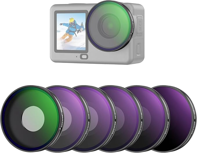 NEEWER CPL + ND Filter Set Compatible with DJI Osmo Action 6 Only, ND8/16/32/64/1000 Adjustable Circular Polarizing Filters, Lens Polarizer, Screw On Multicoated Action Camera Accessories, FL-B101 by Neewer