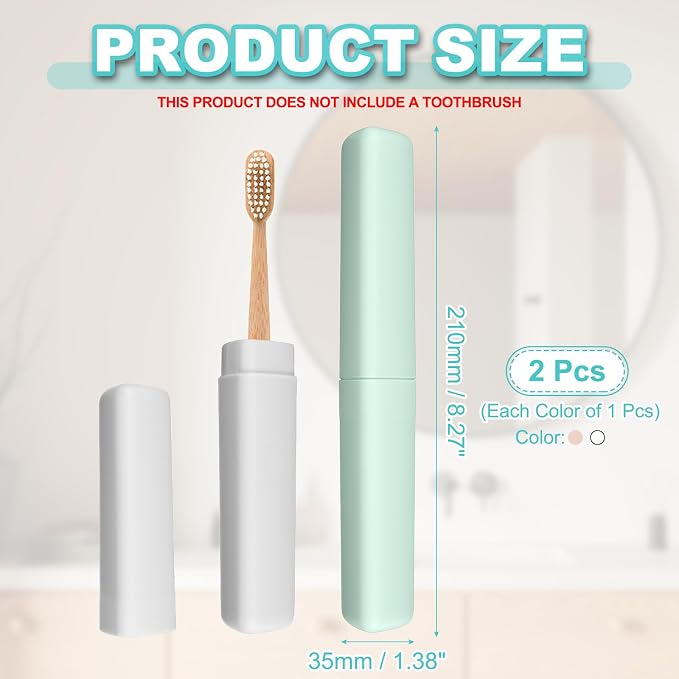 uxcell 2Pcs Travel Toothbrush Case, 8.27 x 1.38 Portable Travel Toothbrush Holder, Plastic Toothpaste Container for Bathroom, Gym, Business Trip, Camping, Green/Gray - Image 2