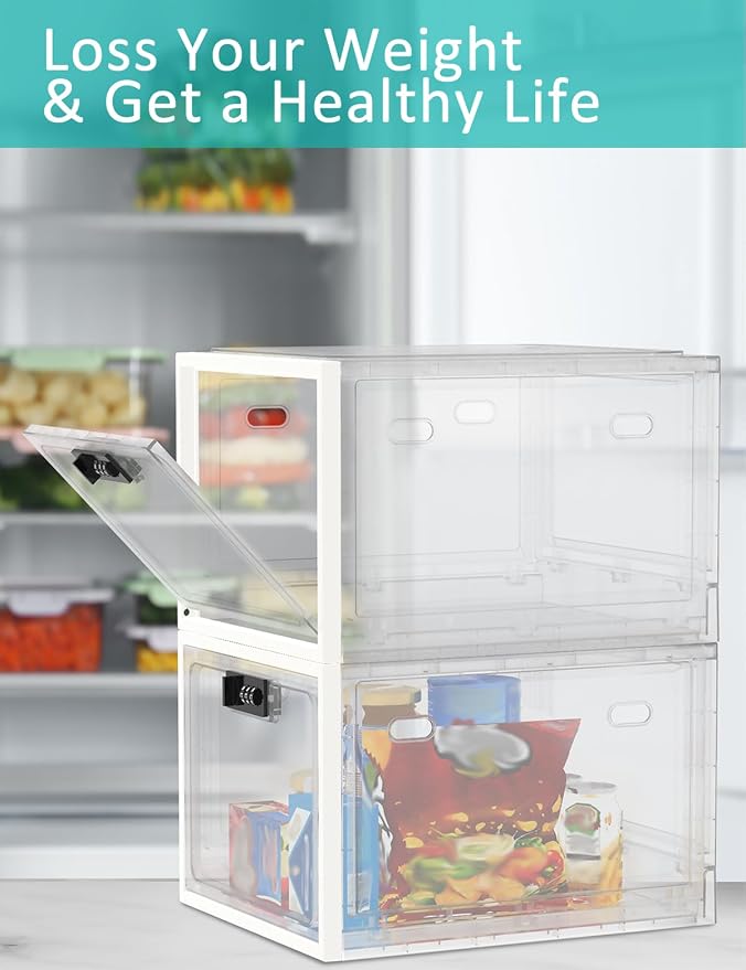 Large Medicine Lock Box for Safe Medication, Lockable Storage Box for Snacks Food, Phone Lock Boxes with Combination Code for Home/Dorms/Office Storage Lockers - Image 2