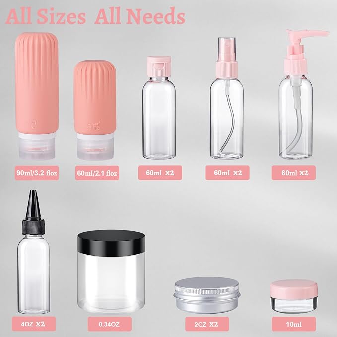 Travel Size Bottles for Toiletries 25Pack TSA Approved Toiletry Bottles Leak Proof Travel Kit with Clear Toiletry Bag Lotion Skincare Shampoo Cosmetic Container - Image 2