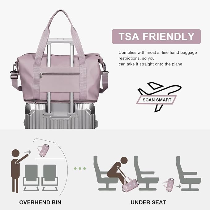 Travel Duffel Bag, Sports Tote Gym Bag, Shoulder Weekender Overnight Bag for Women - Image 5