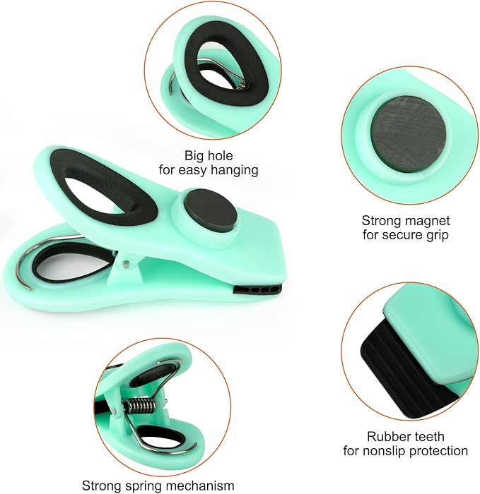 Chip Clips, Magnetic Bag Clips with Air Tight Seal for Food Storage, 12 Pieces (Blue Ombre) - Image 6