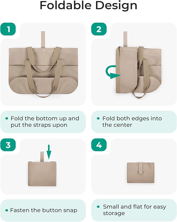 BAGSMART Tote Bag for Women, Foldable Tote Bag With Zipper Travel Shoulder Bag Handbag for Work - Image 4
