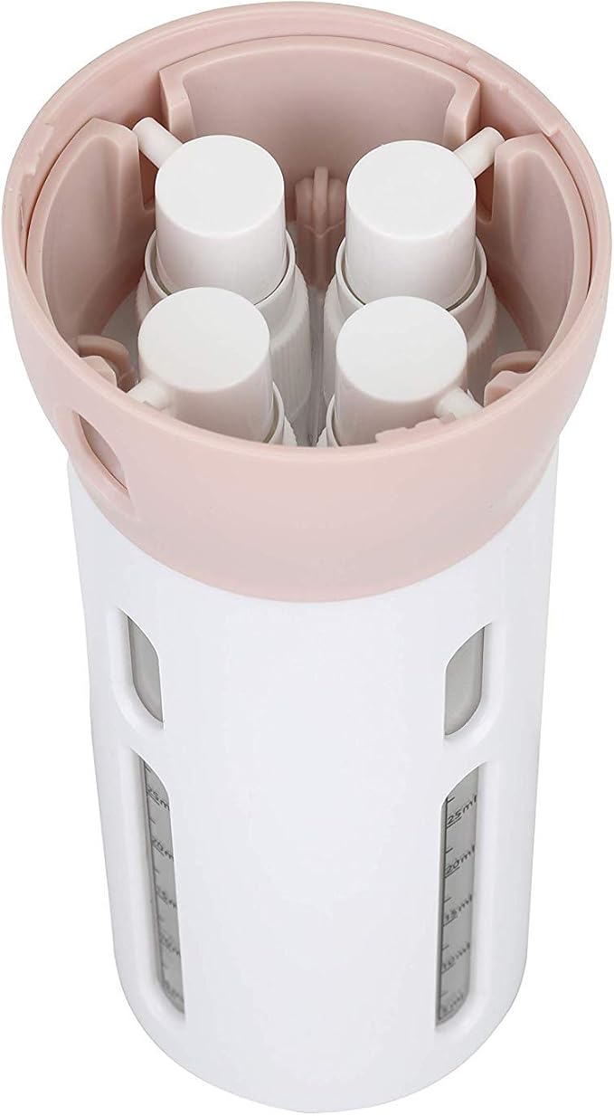 Travigo 4-in-1 Travel Dispenser Bottle Set, TSA Approved, Leak Proof, Reusable 1.4 oz. (40 mL) Toiletry Containers for Shampoo, Conditioner, Soap, Lotion, Skincare (2 Pack, Pink & Gray) - Image 6