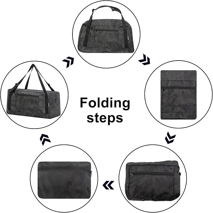 HOLYLUCK Foldable Travel Duffel Bag For Women & Men Luggage Great for Gym (midnight camo) - Image 2