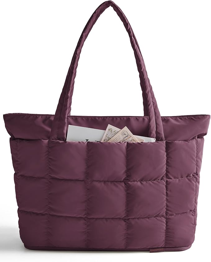 BAGSMART Expandable Tote Bag for Women, Puffer Work Tote Travel Bag | Quilted Carry On Bag for Travel Work Gym College, Waterproof Travel essentials by BAGSMART