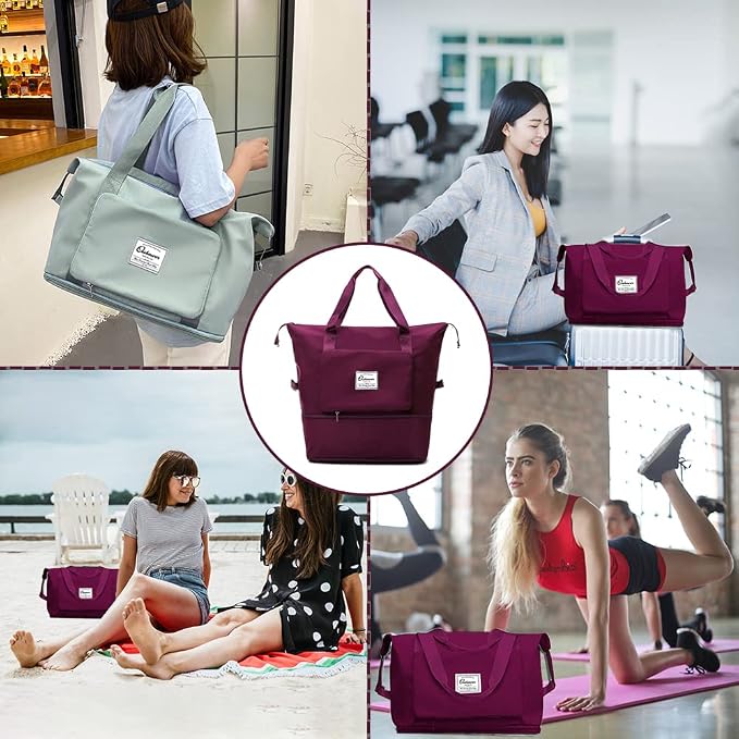 Large Capacity Foldable Travel Bag | Expandable Portable Carry on Bag Dry&Wet Separation Sports Duffel Bag - Image 6