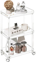AQUIVER Acrylic 3 Tier Rolling Storage Cart - Small Utility Cart Organizer | Mobile Storage Cart Small Utility Cart for Bathroom, Laundry, Living Room, with Lockable Wheels, 15.6" L × 10.2" W × 23.6" H by AQUIVER
