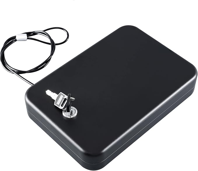 Car Gun Safe for Pistols Small Handgun Lock Box with Key Lock Portable Travel Pistol Safe for Car, Home, Travel (9.4" X 6.4" X 1.8") - Image 8