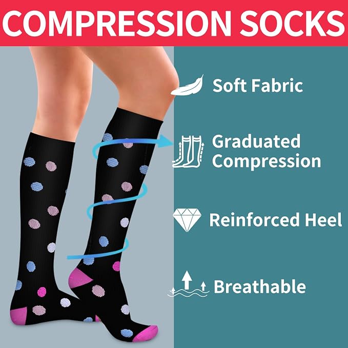 Compression Socks for Women & Men Circulation(6 pairs)-Graduated Supports Socks for Running, Athletic Sports - Image 5