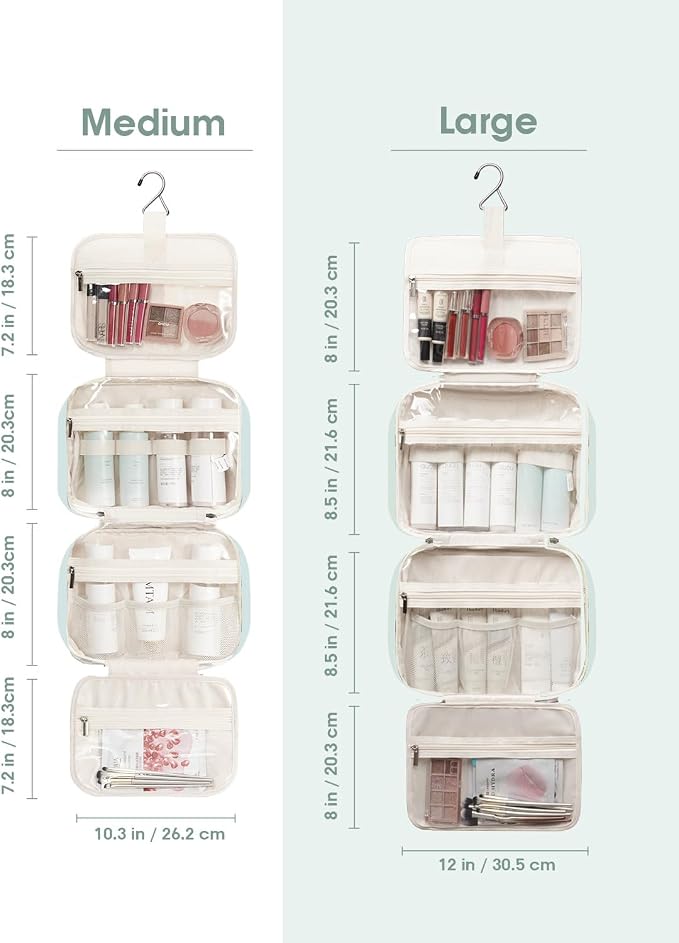 Narwey Travel Toiletry Bag for Women Large Hanging Makeup Bag Organizer Toiletries Bag for Full Size Essentials Accessories Cosmetics (Mint Green (Large)) - Image 3