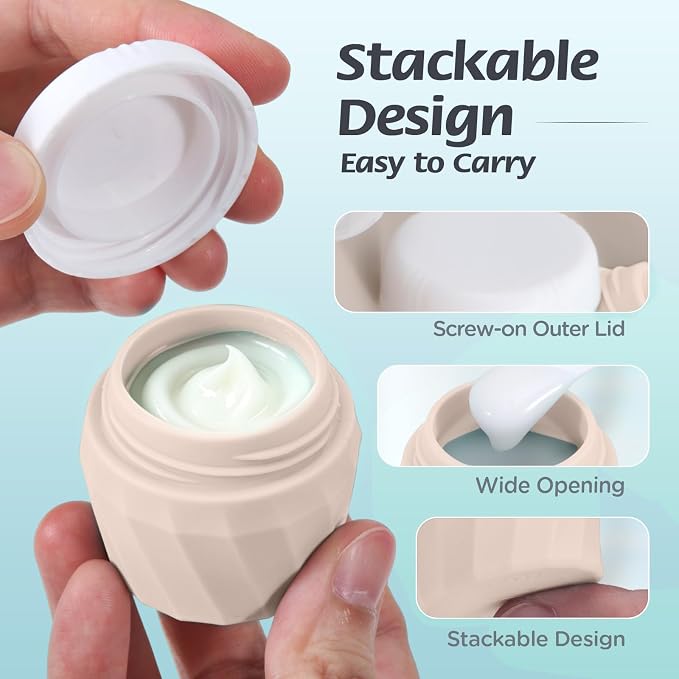 6Pcs Travel Bottles for Toiletries, Silicone Travel Size Containers Set | TSA Approved BPA-FREE Silicone Leak Proof Refillable Bottles and Jars, Women & Men Airplane Cruise Essentials Kit (CREAM) - Image 5