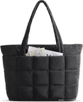 BAGSMART Expandable Tote Bag for Women, Puffer Work Tote Travel Bag | Quilted Carry On Bag for Travel Work Gym College, Waterproof Travel essentials by BAGSMART
