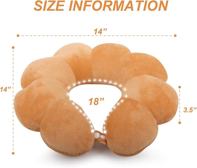 Sexysamba Flower Travel Neck Pillows for Airplanes Breathable Cotton U-Shaped Neck Pillow for Kids & Adults Head Neck Chin Support Rest Pillow for Traveling,Car,Train,Bus,Recline,Home,Office,Kahki - Image 2