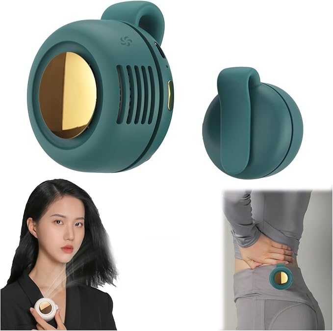 Portable Bladeless Fan, 3 Speed Silent Mini Whirlwind Fan, Hands-Free Wearable with Waist Clip for Office/Travel/Outdoor, USB Rechargeable Personal Cooling (Green) by Unknown