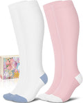 CTHH Soft Cotton Compression Socks for Women Men 20-30mmHg Knee High Socks | Support Circulation for Running, Flying, Nurses, Pregnancy (2 Pairs) by CTHH
