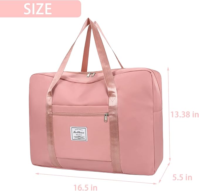 Duffel Bags for Traveling Women Sports Gym Tote Bag Water Resistant Travel Carry on Duffel Bag Weekend Overnight Bag (Pink) - Image 5