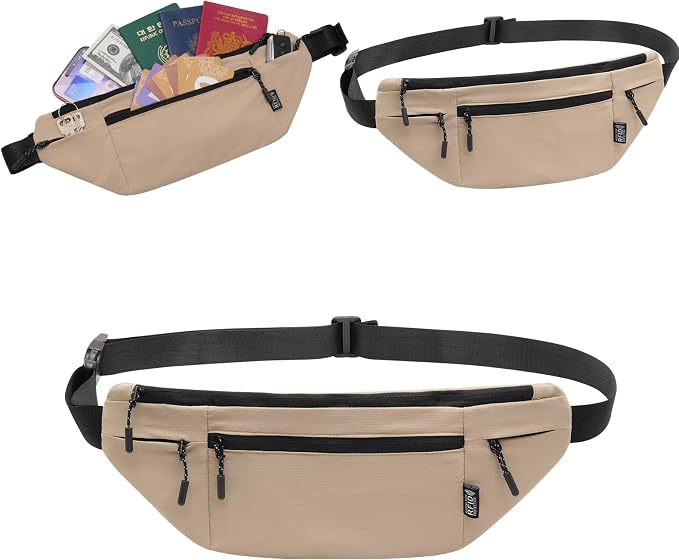 Money Belt for Travel RFID Blocking Passport Holder (khaki) | Hidden Under Clothes Travel Wallet for Men Women - Image 2