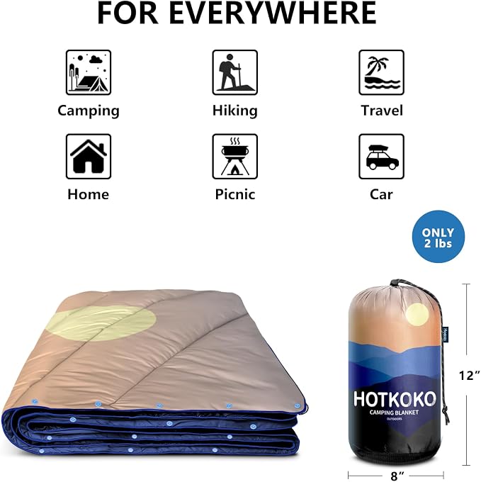 Puffy Camping Blanket,Large Camp Blanket Outdoor Camping Quilt Waterproof | Lightweight Printed Warm Packable Down Alternative Blanket for Camping,Traveling, Stadium, Hiking, Picnics - Image 4