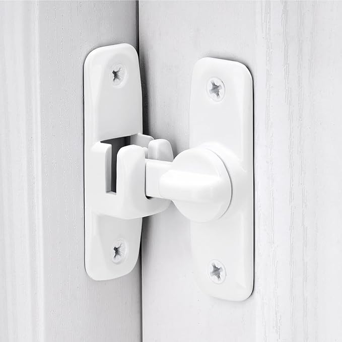 3 Pcs White 90/180 Degree Sliding Door Latches,Right Angle Door Lock | Zinc Alloy Flip Latch,Barn Door Latch,Cabinet Lock,for bedroom,cabinet,drawer,Gardens,Wine Cabinet,garage,window,Pet Cage - Image 3