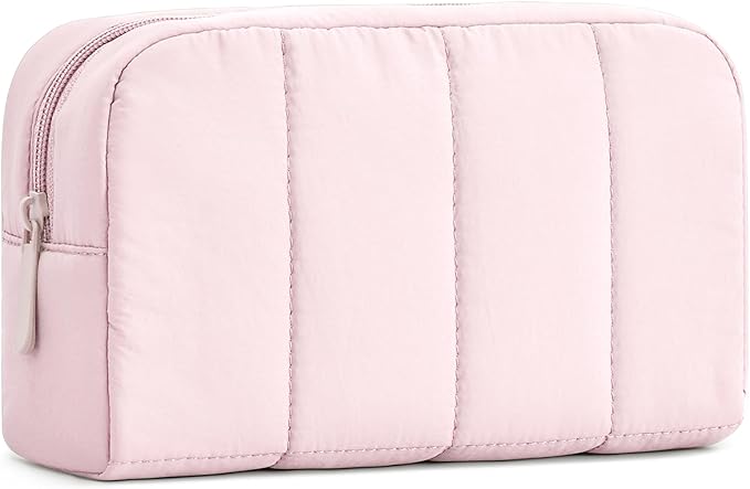 Makeup Bag Cosmetic Bag Travel Toiletry Bag for Women Puffy Padded Cosmetic Pouch Purse Wide-open Makeup Organizer Case Travel Essentials by oscaurt