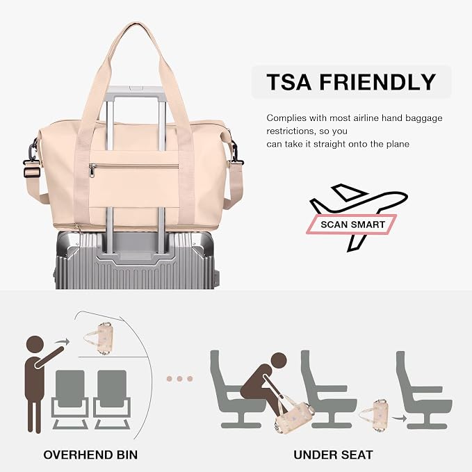 Travel Duffel Bag, Sports Tote Gym Bag, Shoulder Weekender Overnight Bag for Women - Image 3