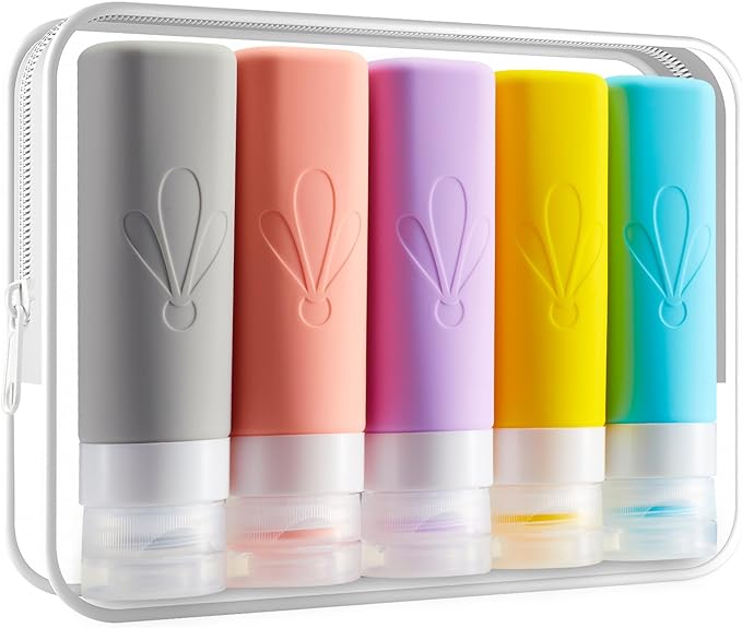 INSFIT Travel Bottles for Toiletries, TSA Approved 3oz Travel Size Toiletries, BPA Free Leak Proof Squeezable Silicone Tubes Travel Essentials for Shampoo Conditioner Lotion Soap by INSFITPortableTravelBottles