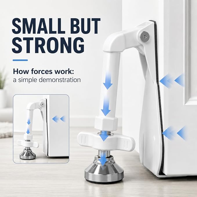 Portable Door Stopper Door Lock for Travel Anti Theft Door Blocker, Security Door Stoppers for Bottom of Door, No Drill Safety Doors Stopper Hotel Door Locks for Travelers Security (White) - Image 3