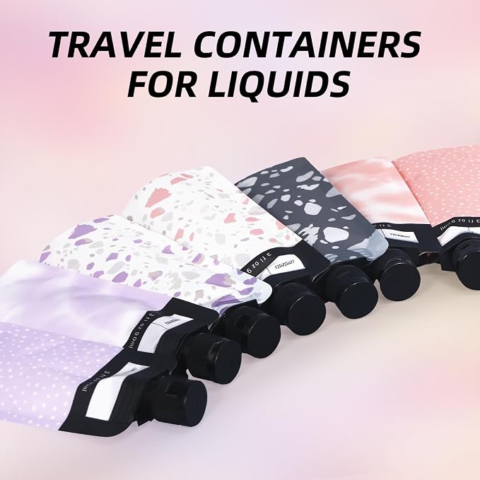 ASEVAT 3 oz 6pack Leak Proof Empty Squeeze Pouches Refillable Travel Size Containers Liquid Pouch Cosmetic Container TSA Approved Bag - Image 7