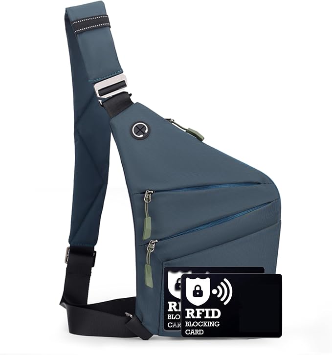Anti Theft Crossbody Bags for Women Men, Multi-Pocket Shoulder Bag, Slim Sling Bags with 2 RFID Blocking Card by Ibalulu