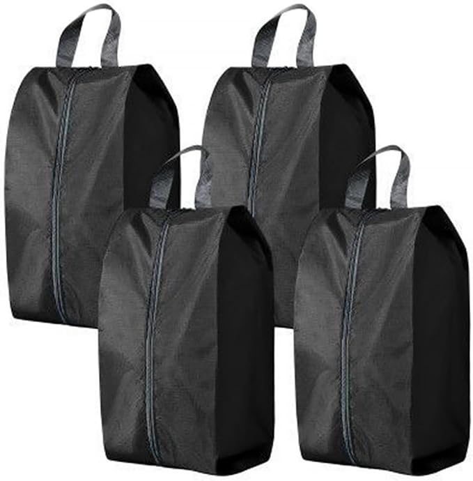 4 Pack Shoe Organizer Set Zippered Shoe Bags with Handles Stylish Portable Nylon Shoe Storage for Travel & Home Ideal Gift for Men & Women (Black, XL) by BAIMAN