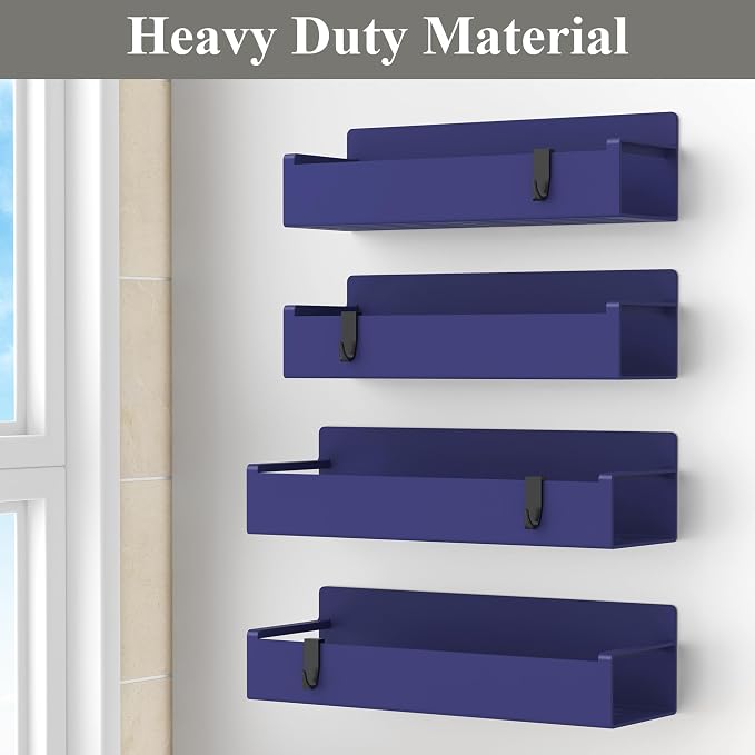 HuggieGems 4 Pack Magnetic Spice Rack Organizer for Refrigerator and Oven, Dark Blue Fridge Organizers and Storage for Kitchen - Image 4