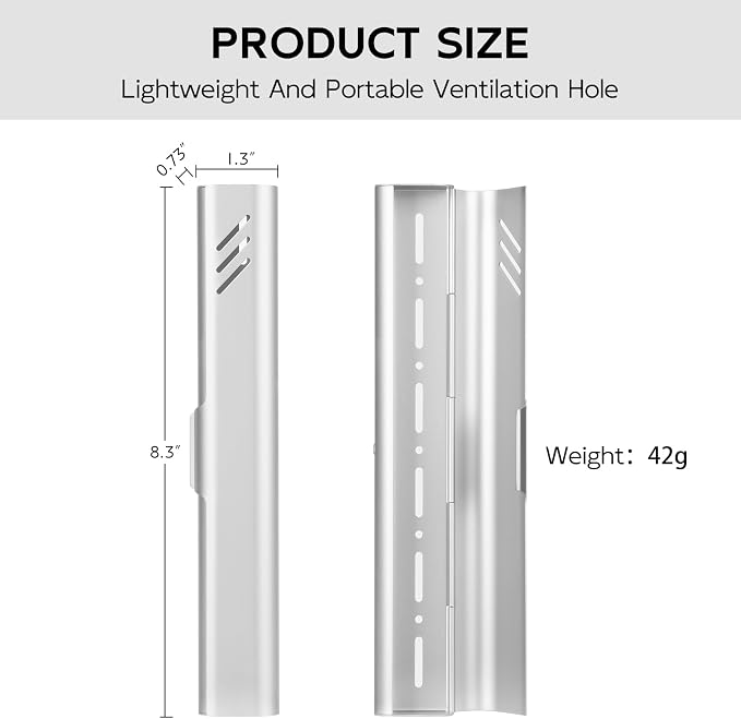 Travel Toothbrush Case, Portable Toothbrush Holder, Durable Aluminum Toothbrush Storage Box, Small Breathable Manual Toothbrush Container for Traveling, School, Camping, Business Trip - Sliver - Image 2