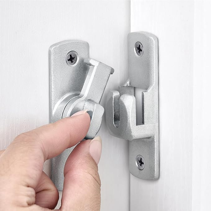 Silvery 90/180 Degree Flip Lock,Aluminum Alloy Barn Door Latch | Right Angle Door Lock Latch,Sliding Door Latches,Flip Gate Latches,for bedroom,garage,drawer,cabinet,window,pet enclosures by Wocoe