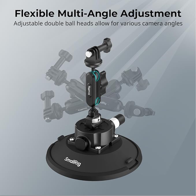 SMALLRIG 6" Suction Cup Mount with Ball Head Magic Arm, Camera Mount for DJI Osmo Action 6/5 Pro/4, for Insta360 x5, for Gopro 13/12, on Car Windshield or Window, Compatible with Action Cameras-5856 - Image 6