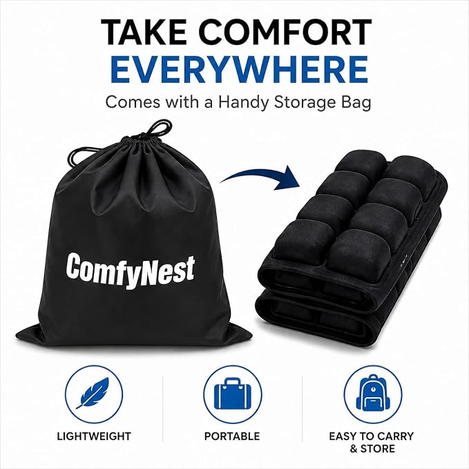 ComfyNest Inflatable Air Cell Seat Cushion for Airplane, Office Chair, Car | wheelchair Seat Cushion for Travel Black - Image 5