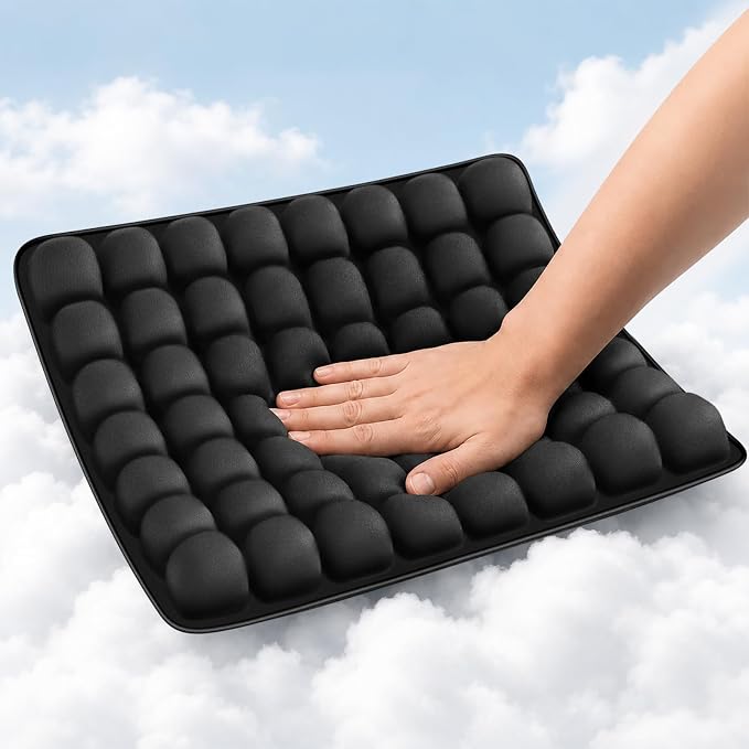 JUMPOW Inflatable & Portable Travel Seat Cushion for Airplane with Pump | 3D Air Cell, Cool & Ventilated, Foldable, Lightweight, Portable, Compatible with Any Chairs, Car Seats, Wheelchairs, Planes by JUMPOW