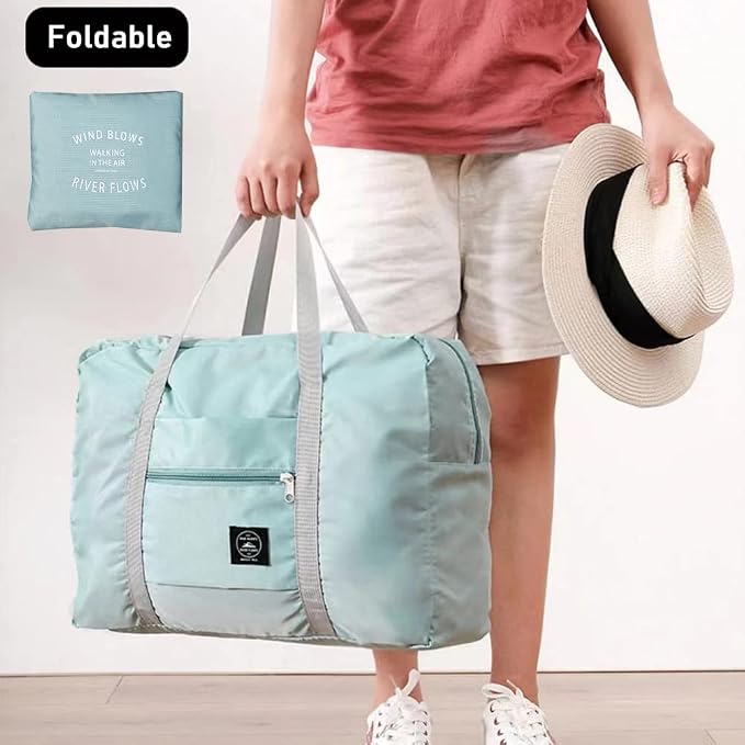 2 Pack Foldable Travel Duffel Bags - Carry On Weekender Overnight Hospital Tote Gym Bag with Toiletry Bag, Women - Image 2